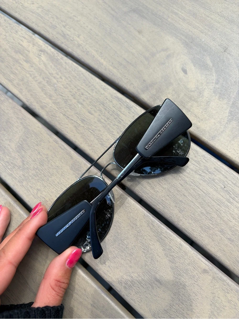Carolina Herrera Aviator Sunglasses with Branded Temples